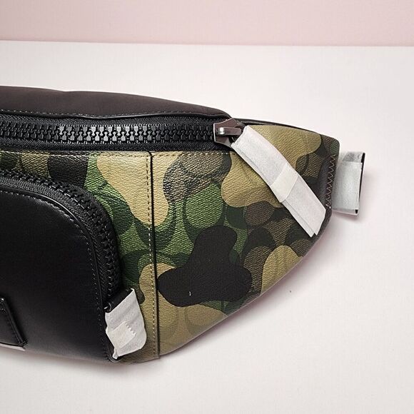 NWT Coach CM184 Track Green Signature Camo Print Coated Canvas Leather Belt Bag - Picture 3 of 7